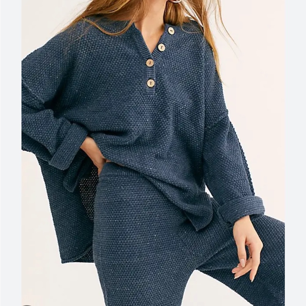 Free People Hailee Sweater Set navy